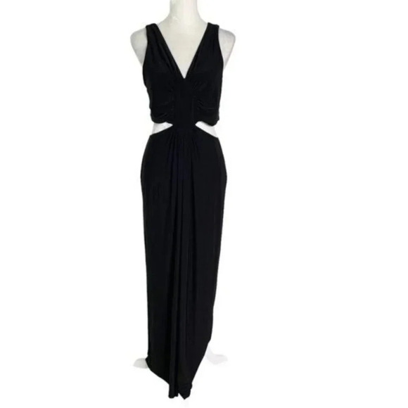 MISA Los Angeles Athema Cutout Waist Sleeveless Maxi Dress Black Size M NWT - Picture 5 of 12